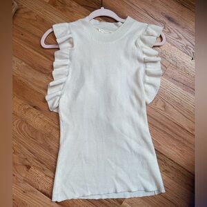 Lovestitch Cream Ruffle Tank Top Sweater
